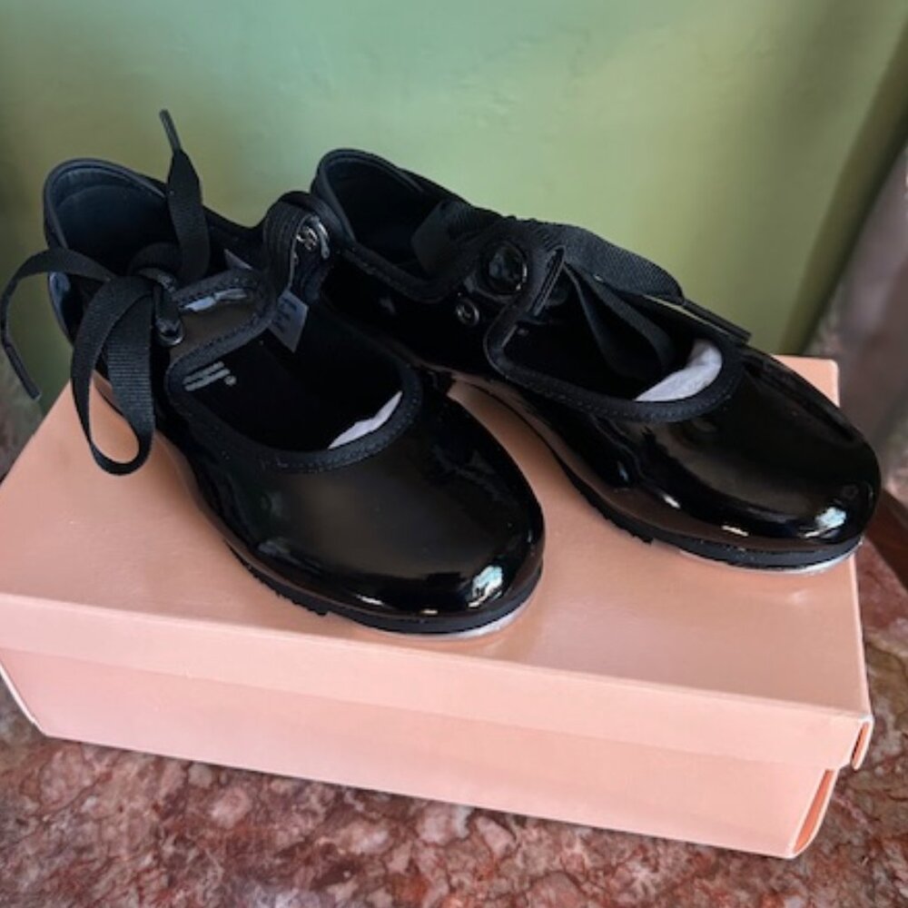 Bloch Annie Tyette Tap Shoes – Girls Size 8 | Black Patent | NWT